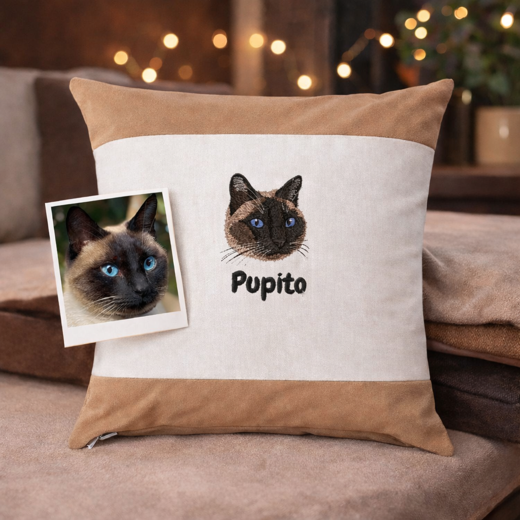 Almohadón Bordado con la Cara de Tu Mascota!