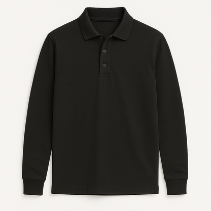 Remera Polo Manga Larga Negro