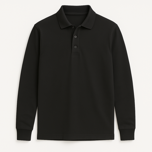 Remera Polo Manga Larga Negro