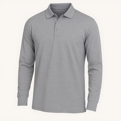 Remera Polo Manga Larga Gris