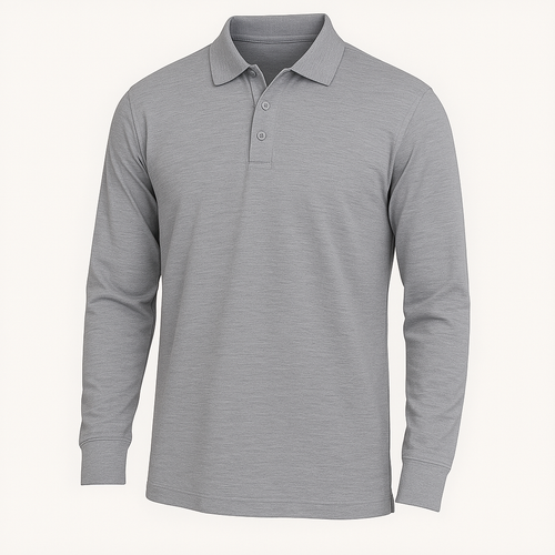 Remera Polo Manga Larga Gris
