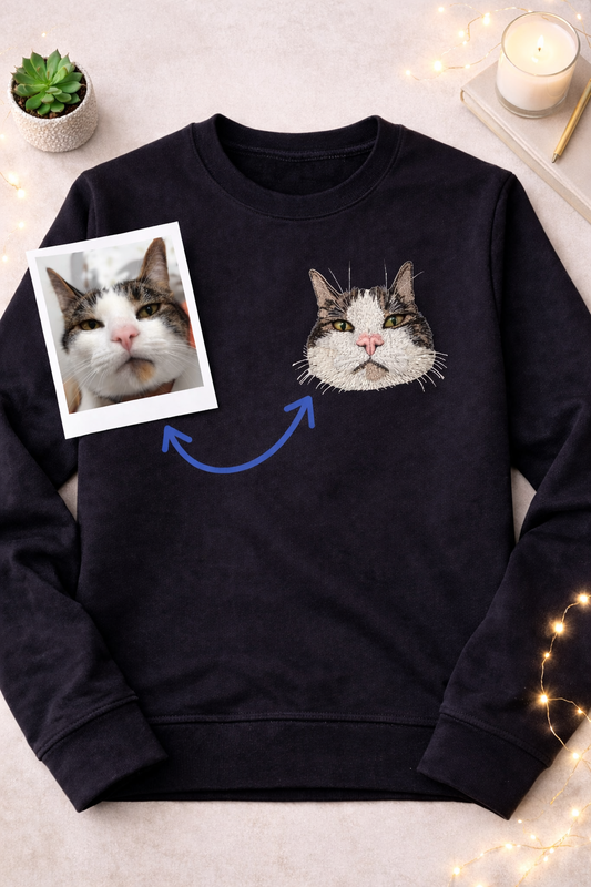 Buzo Unisex Bordado con Retrato de Mascota (a Color)