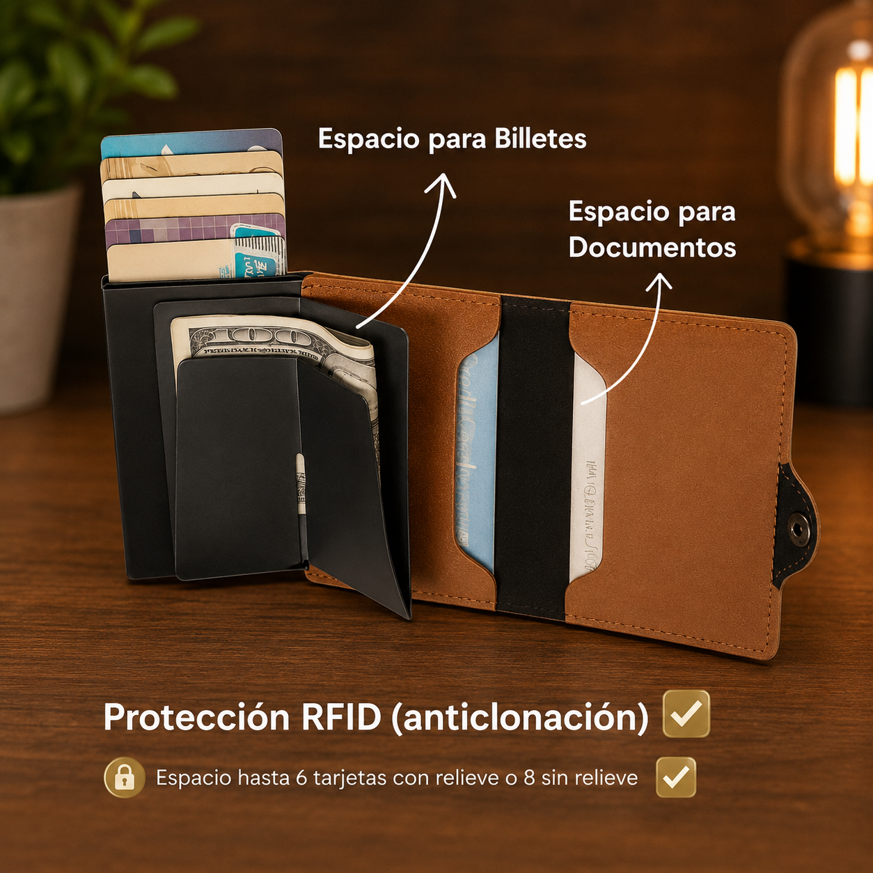 Tarjetero AntiClonacion 🛡️ Cuero Personalizado Unisex ❤️