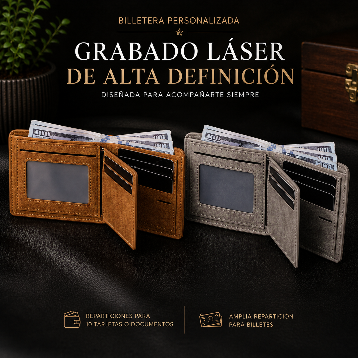 Billetera de Cuero Personalizada Modelo Clasico 🔥