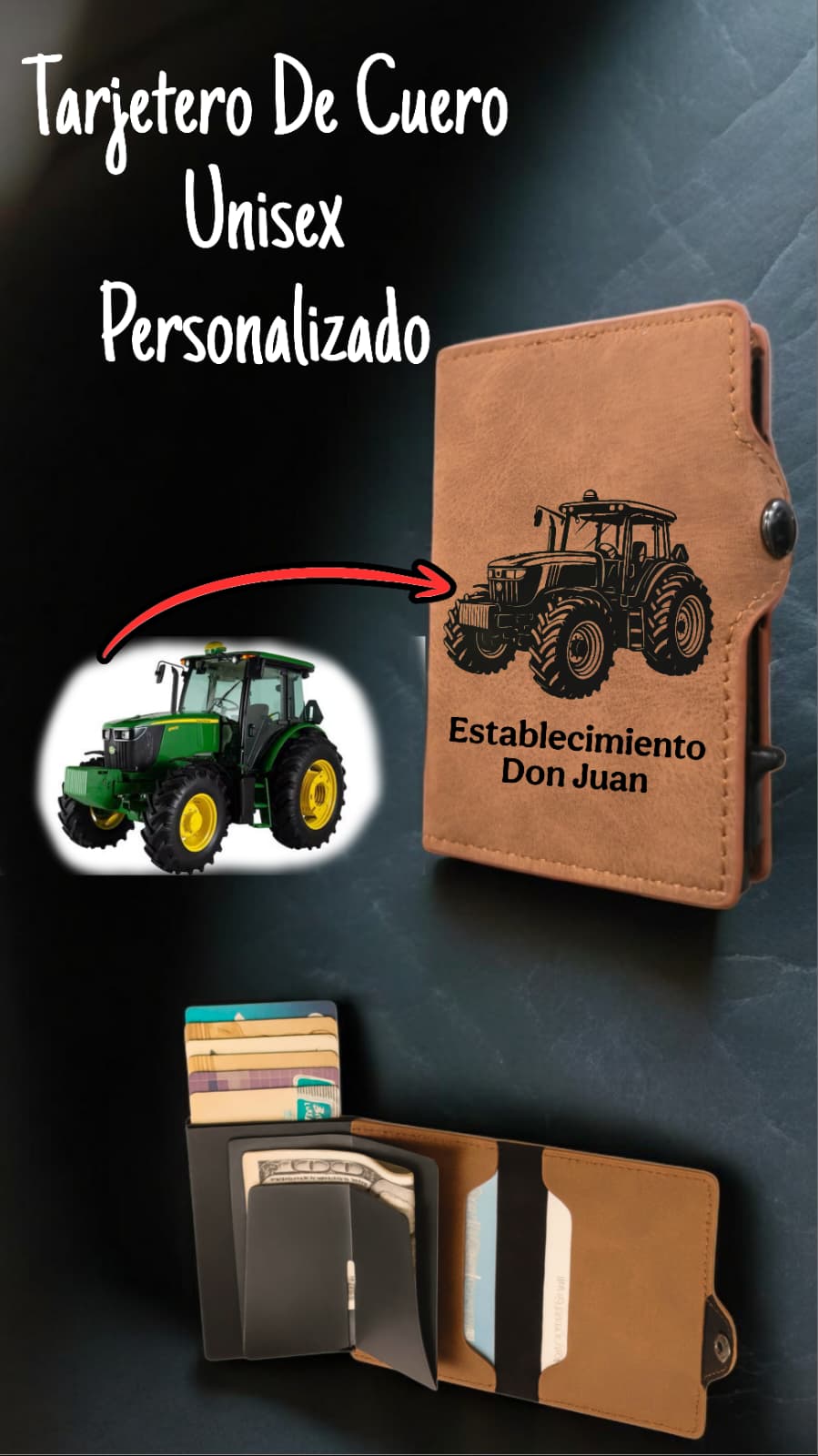 Tarjetero y Billetera de Cuero Personalizado Unisex ❤️