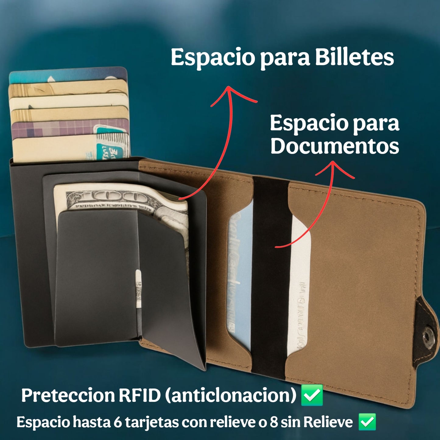 Tarjetero y Billetera de Cuero Personalizado Unisex ❤️